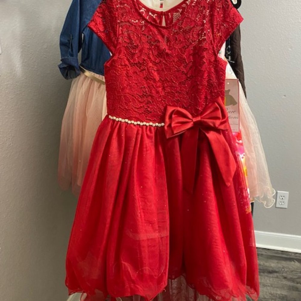 Girls Red Formal Dress with Rhinestone Detail Size 6X